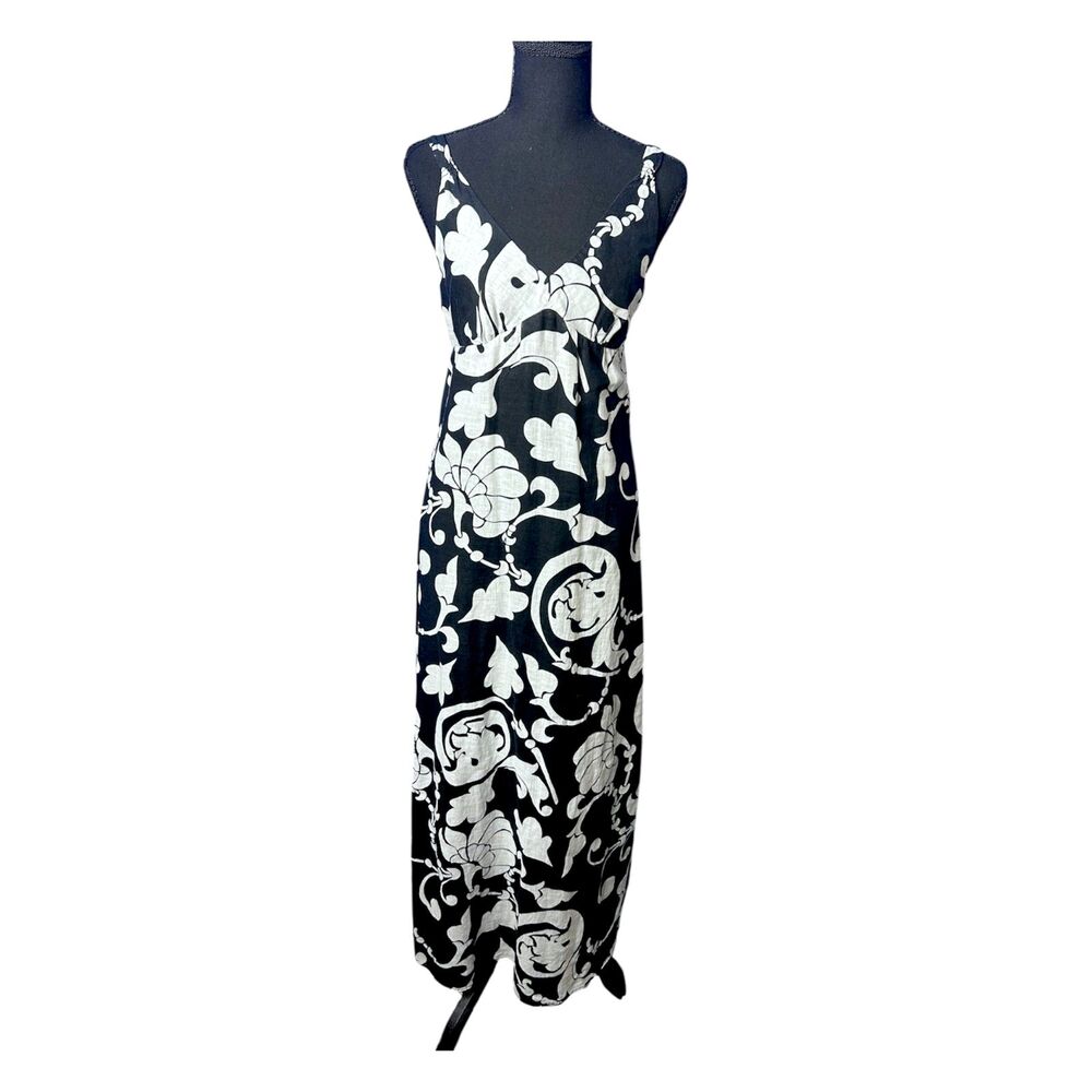 Old Navy Womens Black White Floral Maxi Dress Sz M Sundress Garden Party Beachy